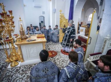 Митрополит Кирилл совершил первую в этом году Литургию Преждеосвященных Даров во Владимирском соборе