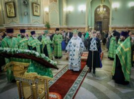 ‎В канун празднования Входа Господня в Иерусалим митрополит Кирилл совершил всенощное бдение в Казанском кафедральном соборе города Ставрополя